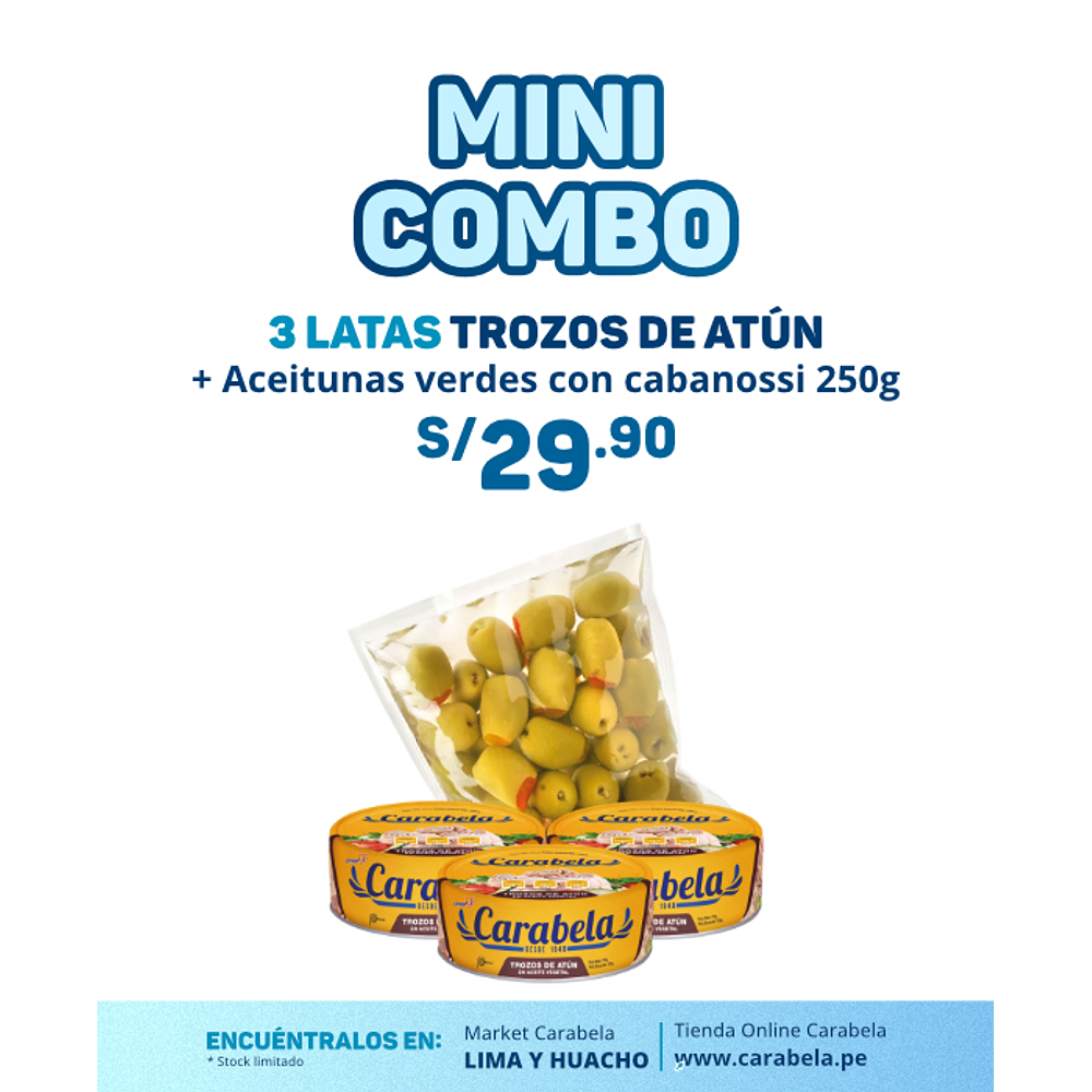 Mini Combo 4: Elige tu pack x3 + Aceitunas c/ Cabanossi