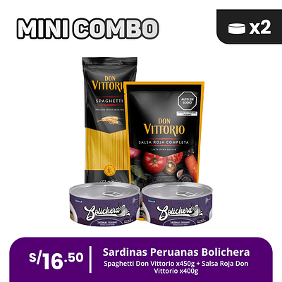 Mini Combo 1: Elige tu pack x2 + Salsa Roja + Spaguetti