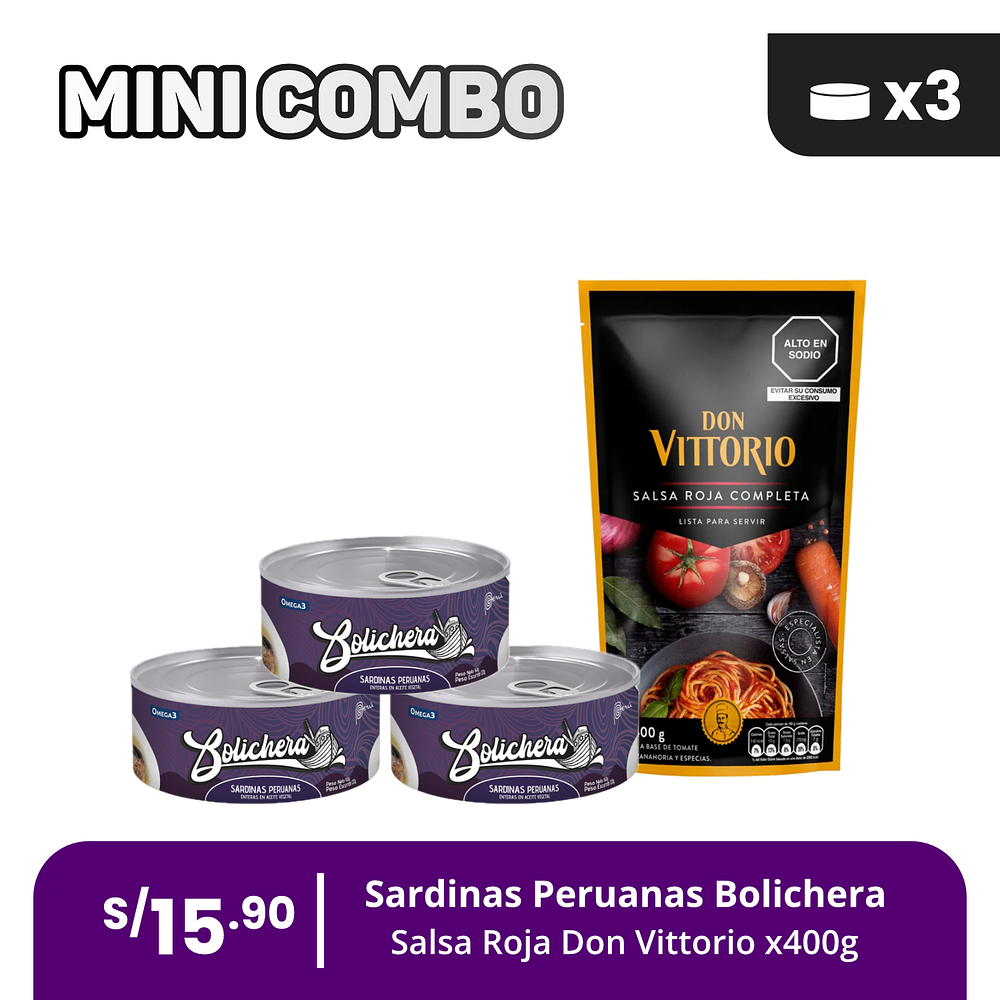 Mini Combo 4: Elige tu pack x3 + Salsa Roja