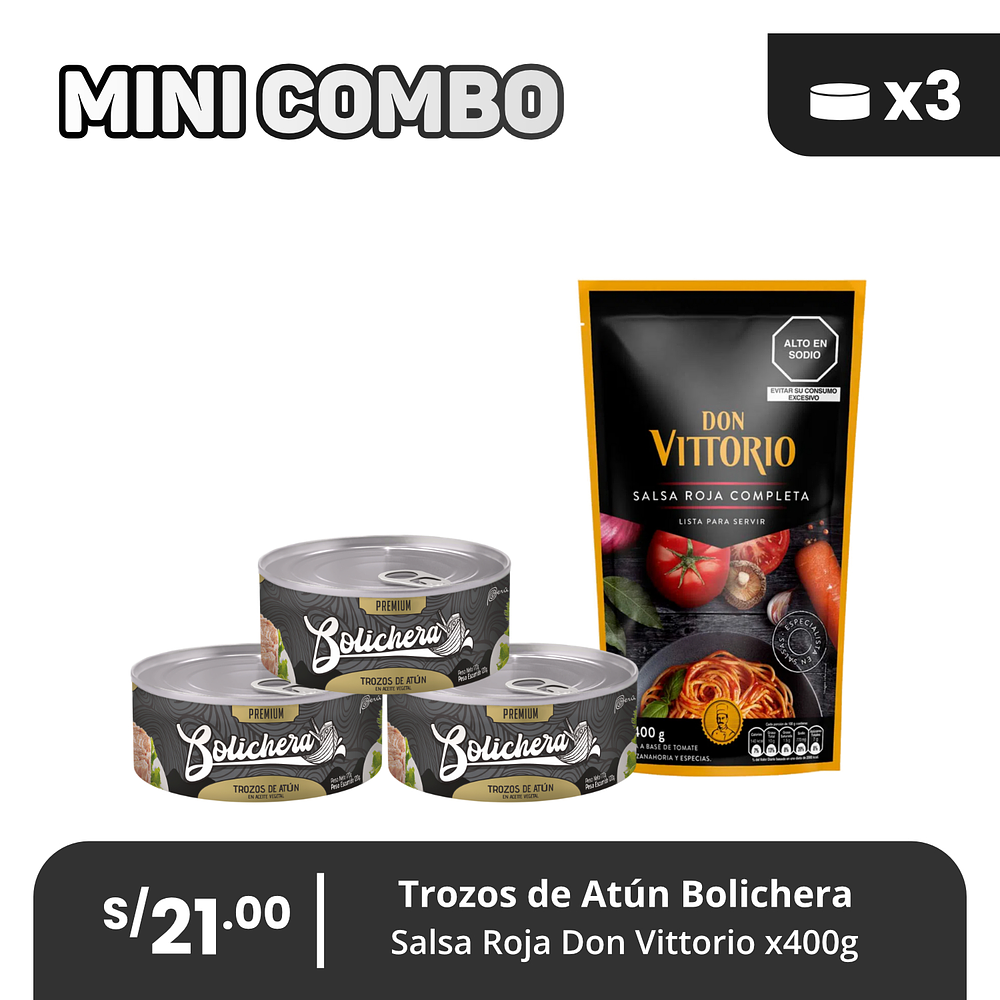 Mini Combo 4: Elige tu pack x3 + Salsa Roja