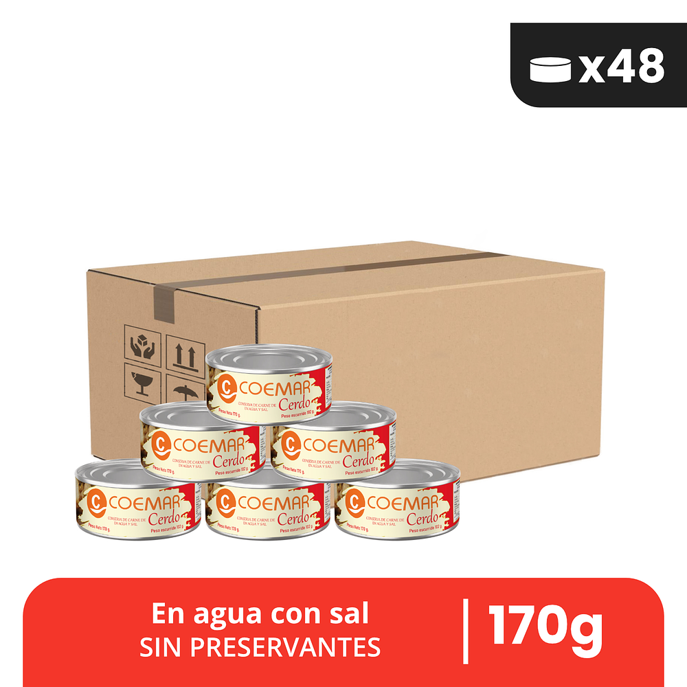 Conserva de Carne de Cerdo en agua y sal Caja x48