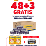 OFERTA DEL MES: Sardinas Peruanas Bolichera - Caja x48+ 3 latas GRATIS