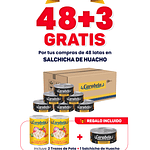 OFERTA DEL MES : Salchicha Huachana Carabela - Caja x48 + 3 latas GRATIS
