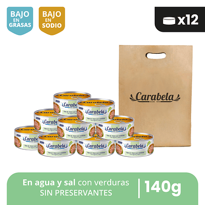 Filetes de Atún con verduras en agua y sal Carabela - Pack x12