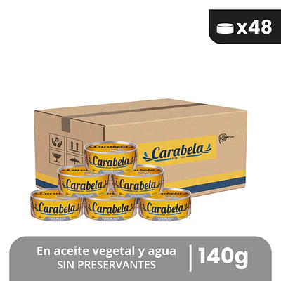  Filetes de Atún en aceite vegetal Carabela - Caja x48