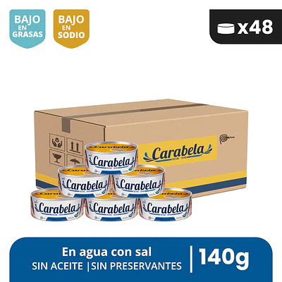 Filetes de Atún en agua y sal Carabela - Caja x48