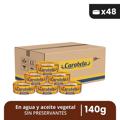  Trozos de Atún en aceite vegetal Carabela - Caja x48