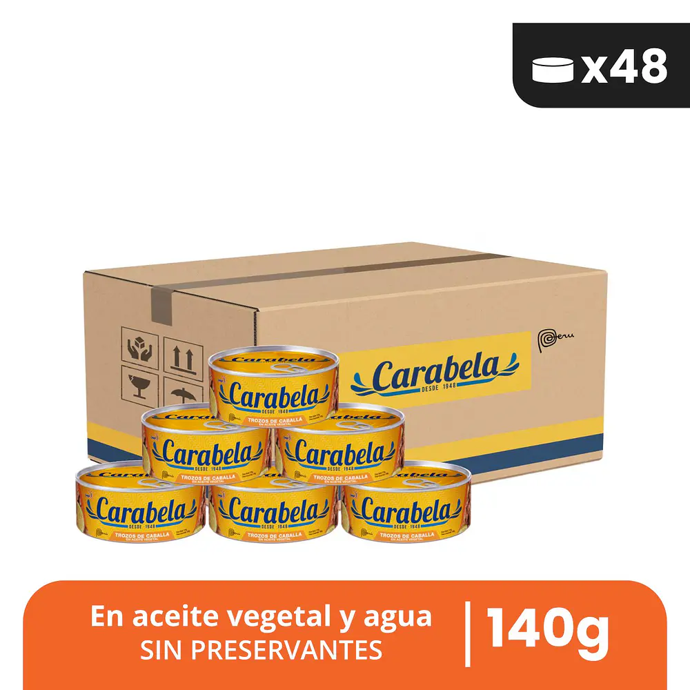  Trozos de Caballa en aceite vegetal Carabela - Caja x48