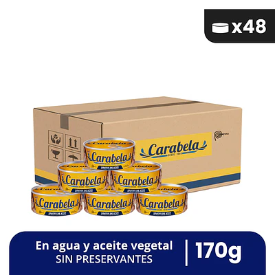  Grated de atún en aceite vegetal Carabela - Caja x48