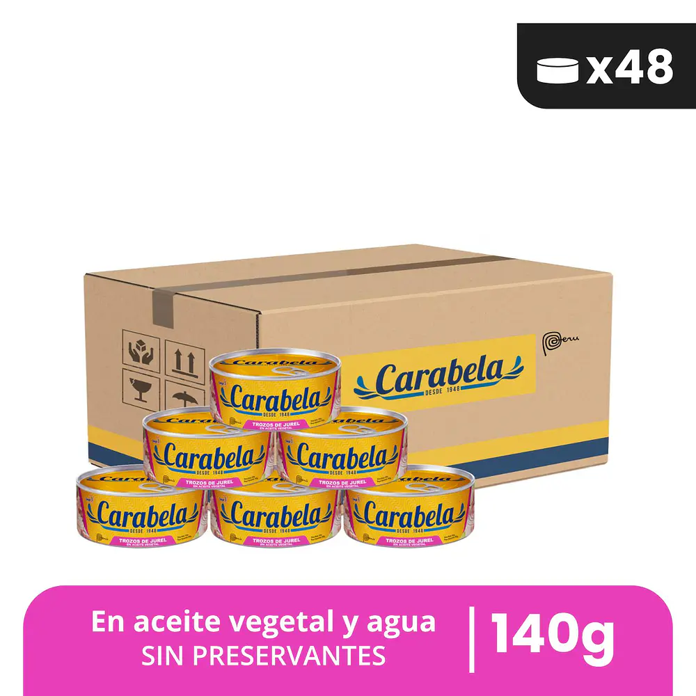  Trozos de Jurel en aceite vegetal Carabela - Caja x48