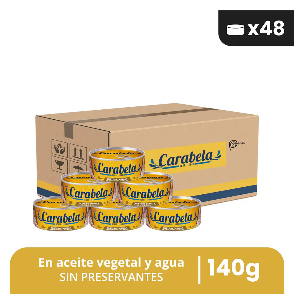  Filetes de Caballa en aceite vegetal Carabela - Caja x48