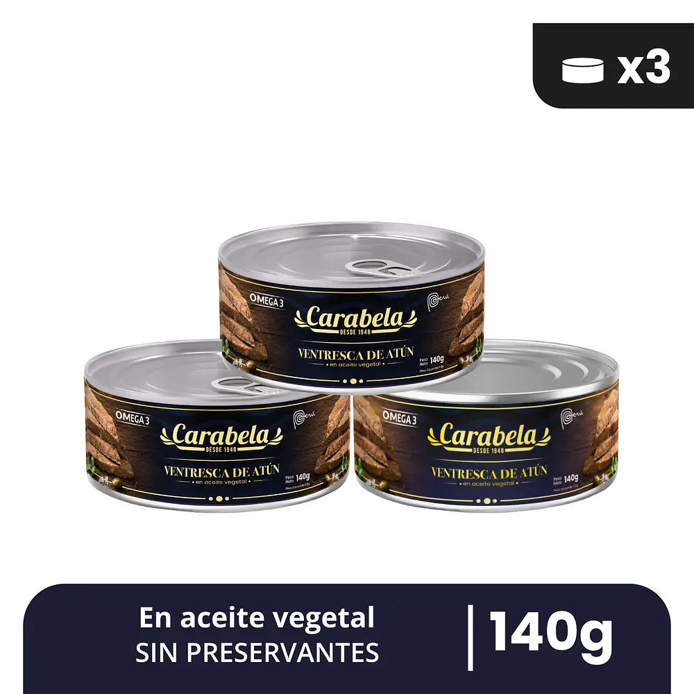 Ventresca de Atún en aceite vegetal - Pack x3