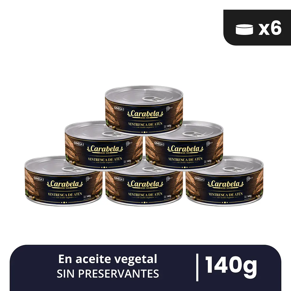 Ventresca de Atún en aceite vegetal - Pack x6