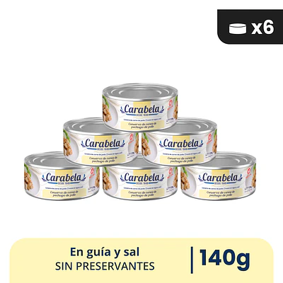 Conserva de Carne de Pechuga de Pollo Carabela – Pack x6  