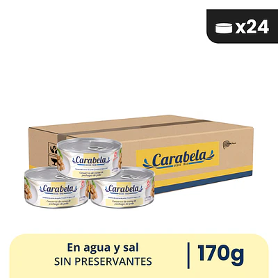 Conserva de Carne de Pechuga de Pollo Carabela – Caja x24 
