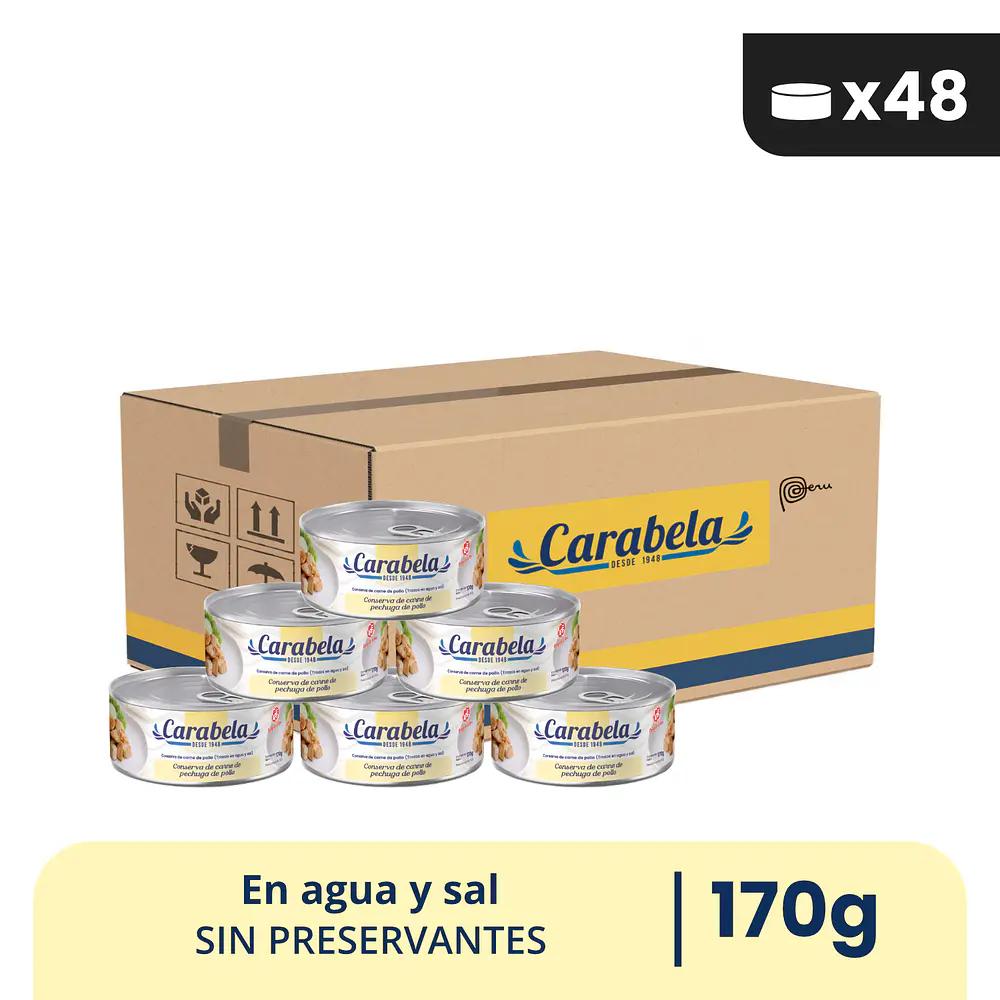  Conserva de Carne de Pechuga de Pollo Carabela – Caja x48