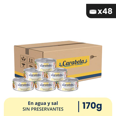 Conserva de Carne de Pechuga de Pollo Carabela – Caja x48