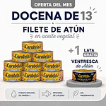  Filetes de Atún en aceite vegetal Carabela - Pack x12 