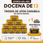 OFERTA DEL MES CARABELA: Trozos de Atún en aceite vegetal Carabela - Pack x12 + 1 Ventresca de atún GRATIS