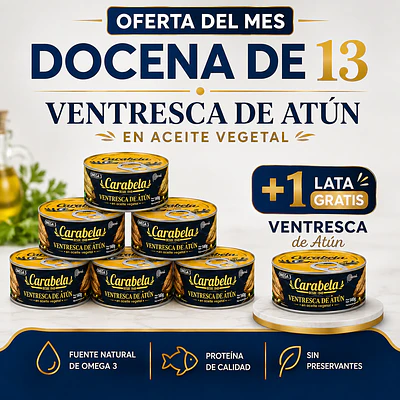 OFERTA DEL MES: Ventresca de Atún en aceite vegetal - Pack x12 +1 ventresca de atún GRATIS