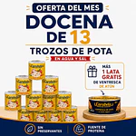 OFERTA DEL MES: Trozos de calamar gigante (pota) en agua, pack x12 +1 ventresca de atún GRATIS