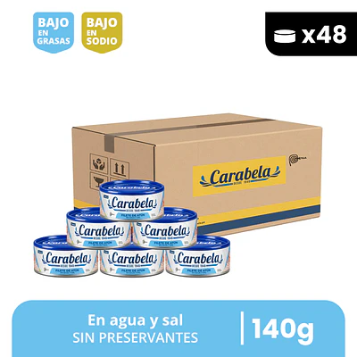  Filetes de Atún en agua y sal Carabela - Caja x48