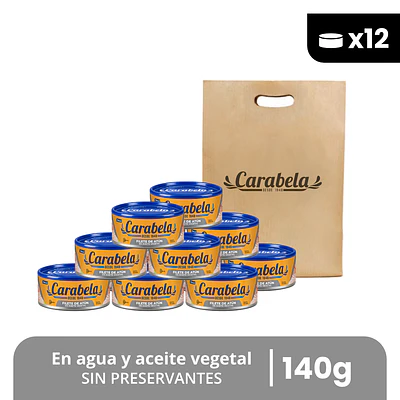  Filetes de Atún en aceite vegetal Carabela - Pack x12 