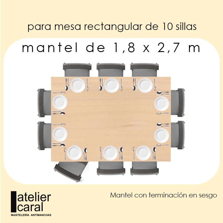 RAYAS BEIGE <br> mantel rectangular antimanchas 1,8 x 2,7 m <br><br> ✂️ disponible en 5 · 7 días