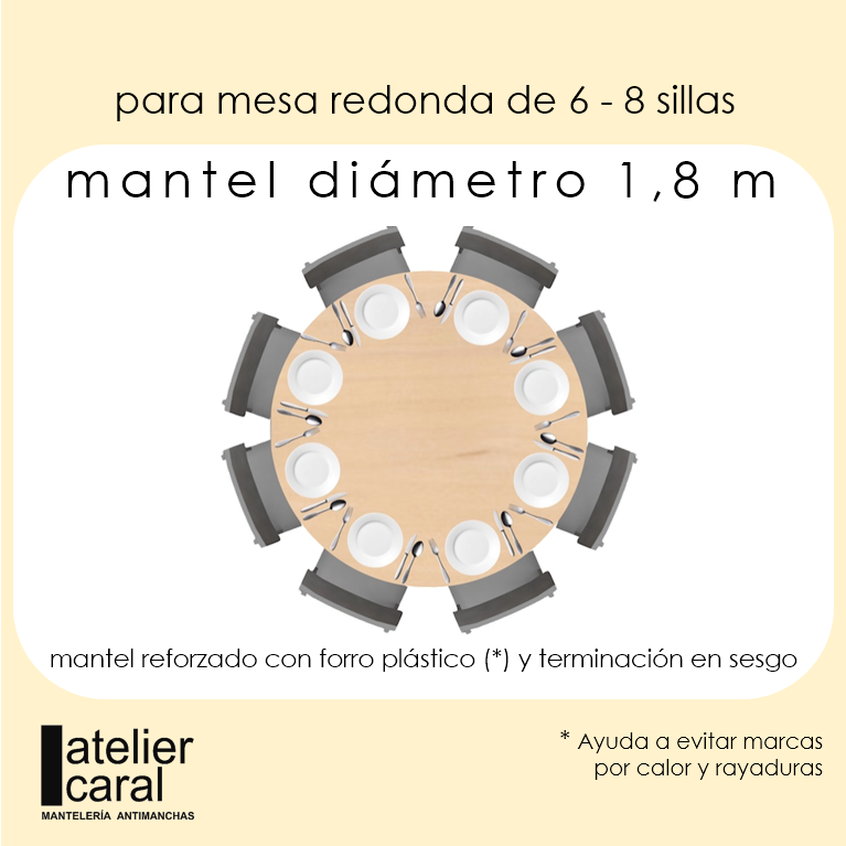 KHATAM<br>AZUL<br>mantel redondo<br>diámetro 1,8 m<br><br>[ en stock ]<br>[ llega 2 · 4 días ]