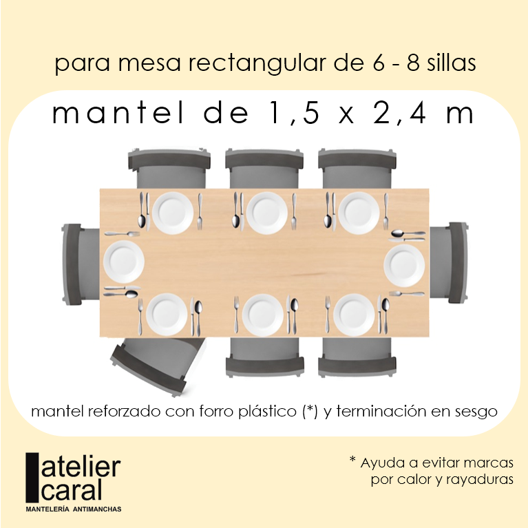 MAGNOLIAS DAMASCO <br> mantel rectangular antimanchas 1,5 x 2,4 m<br><br> en stock 🚚 llega 2 · 4 días
