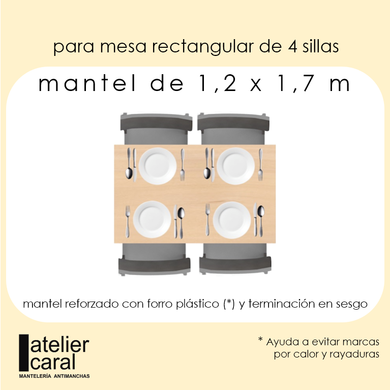 FOTOGRAFÍA <br> mantel antimanchas rectangular 1,2 x 1,7 m <br><br> en stock 🚚 llega 2 · 4 días