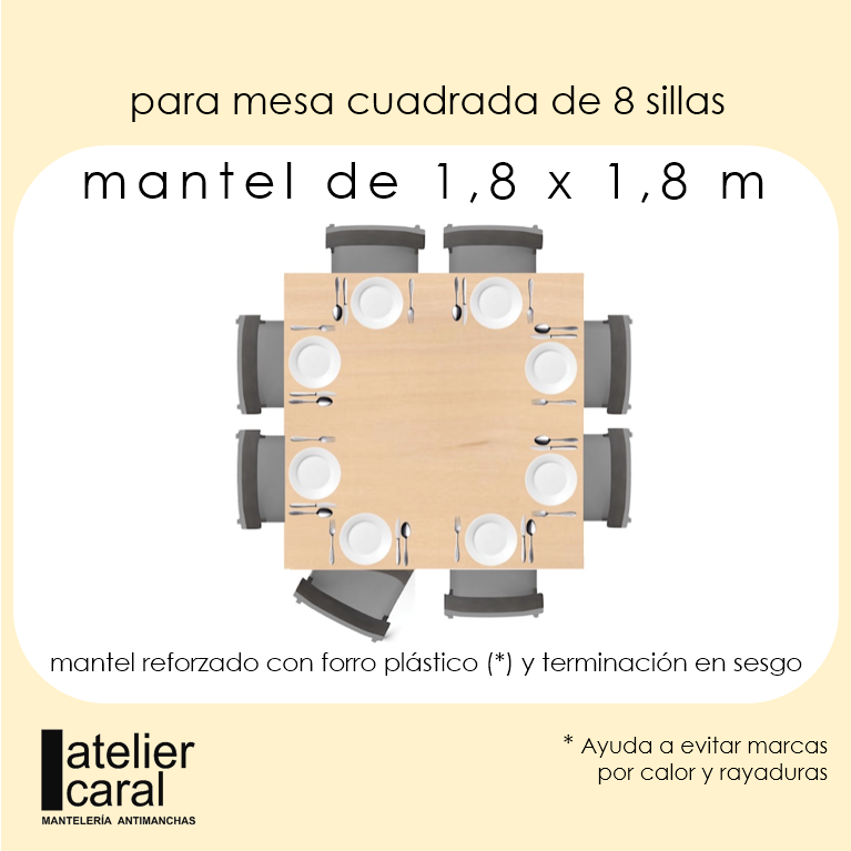 NEGRO<br><br>mantel cuadrado<br><strong>1,8 x 1,8 m</strong><br>doble protección<br><mark><strong>con</strong></mark> forro plástico