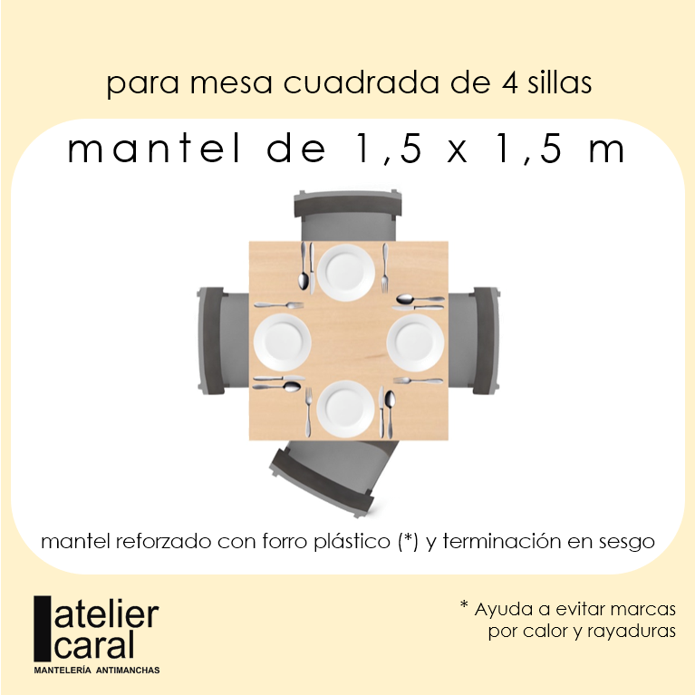 MANDALAS CAFÉ <br>mantel cuadrado antimanchas 1,5 x 1,5 m<br><br>✂️ a confección 🚚 llega 5 · 7 días