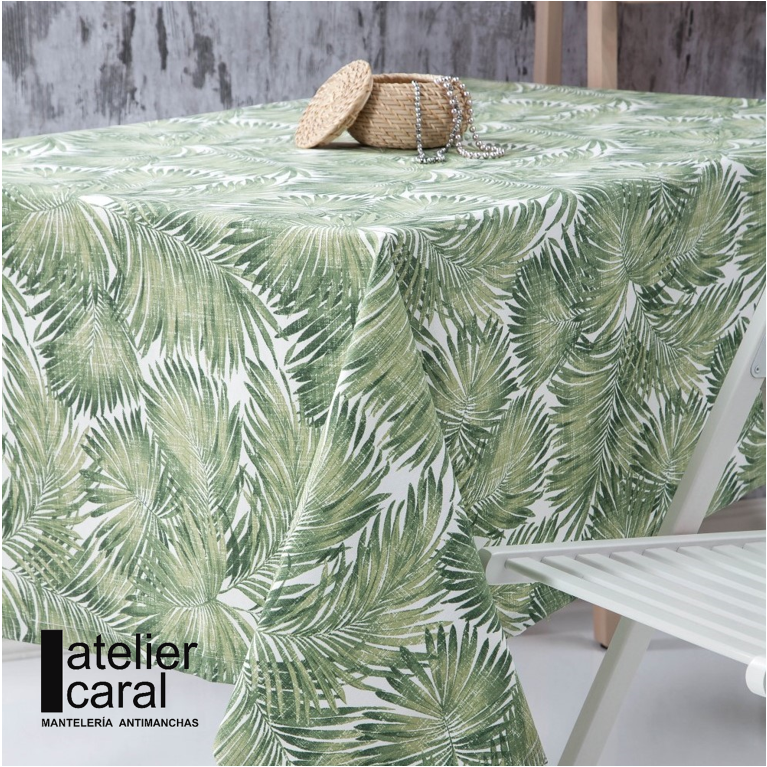 PALMERAS VERDE <br> mantel antimanchas rectangular 1,2 x 1,7 m <br><br> en stock 🚚 llega 2 · 4 días