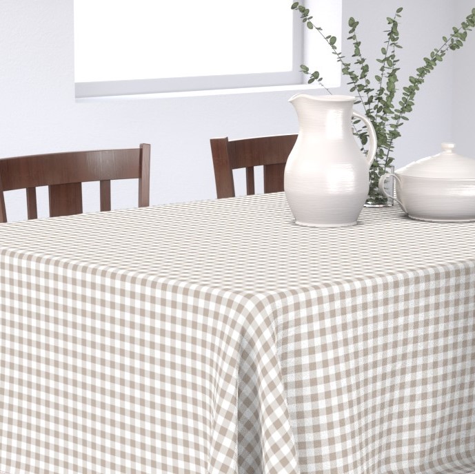 BISTROT<br>BEIGE<br>mantel rectangular<br><strong>1,8 x 2,7 m</strong><br>repelente a líquidos<br><mark><strong>sin</strong></mark> forro plástico
