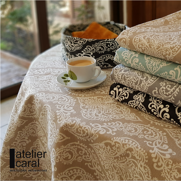 VICTORIAN BEIGE <br> mantel antimanchas 1,5 x 2,4 m basta recta <br><br> ✂️ listo 5 · 7 días