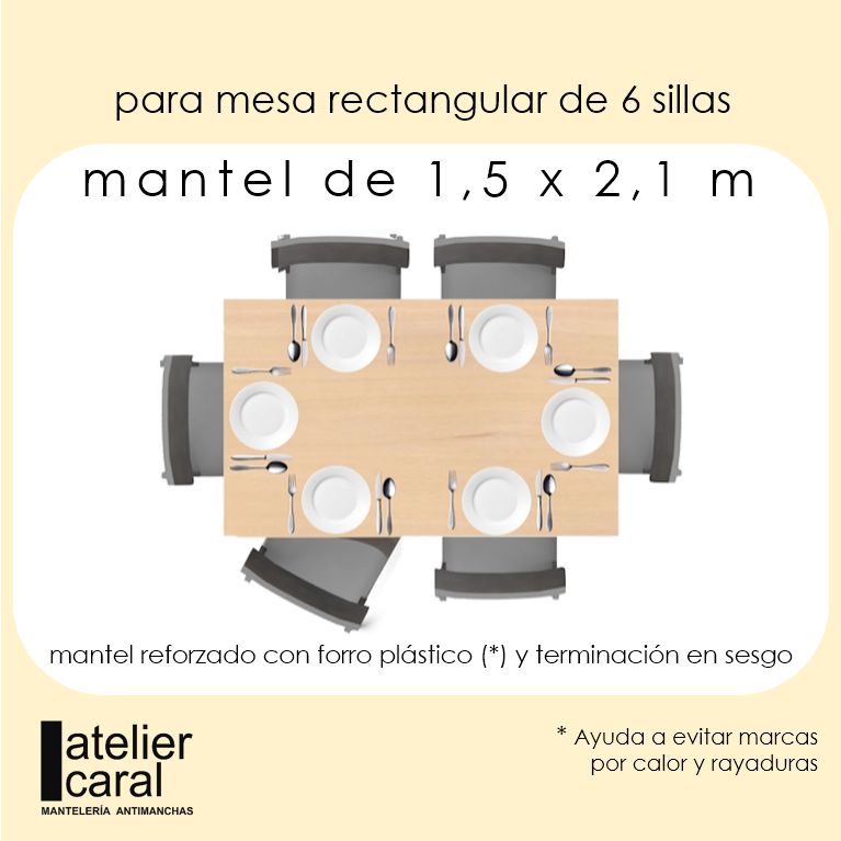 BLANCO<br><br>mantel rectangular<br><strong>1,5 x 2,1 m</strong><br>doble protección<br><mark><strong>con</strong></mark> forro plástico