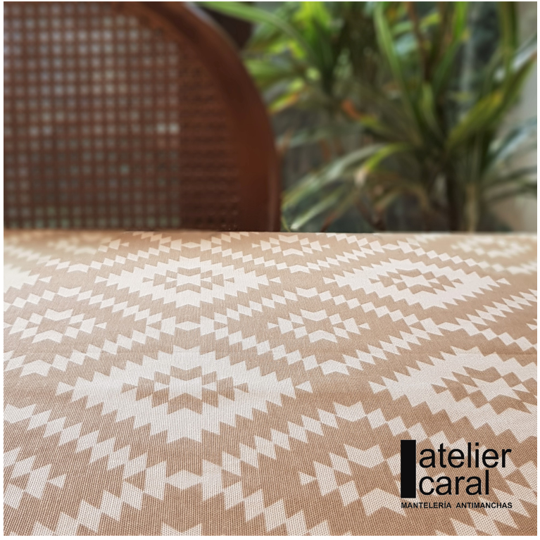 ÉTNICO<br>BEIGE<br>mantel rectangular<br>1,8 x 3,2 m<br><br>[ a confección ]<br>[ listo 7 · 9 días ]