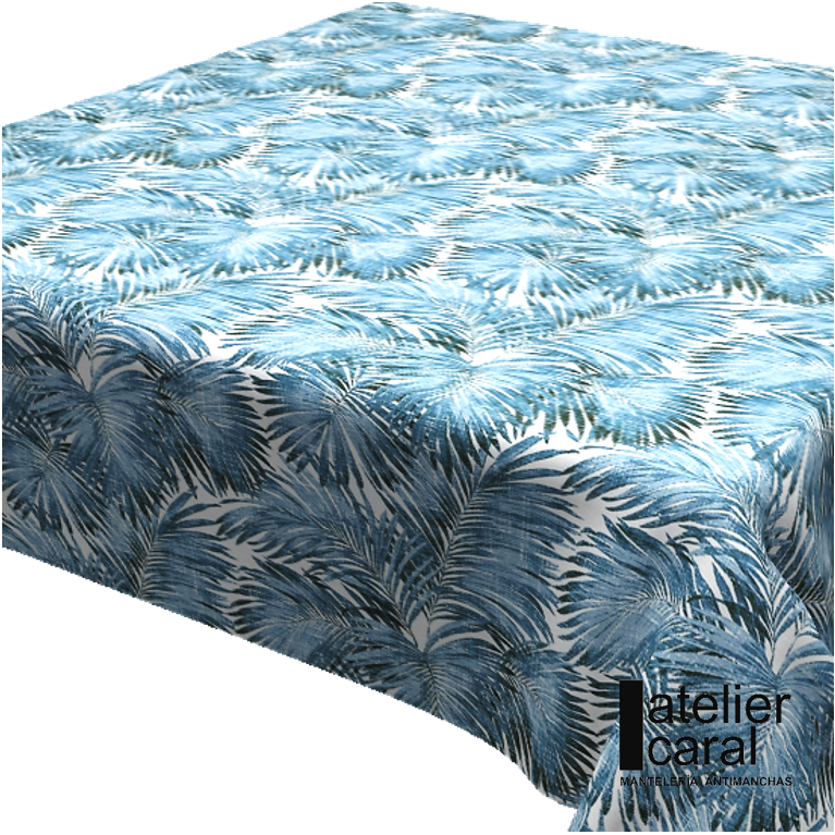 Mantel   PALMERAS AZUL   Rectangular 1,5 x 2,1 m [ por confeccionar ] [ 5 · 7 días hábiles ]