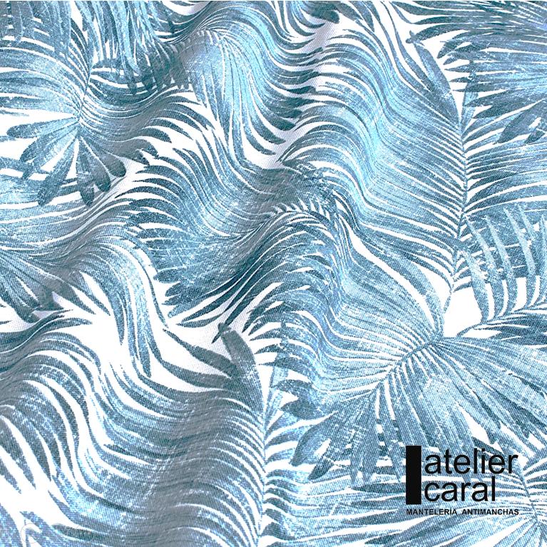PALMERAS AZUL mantel 1,5 x 1,5 m
