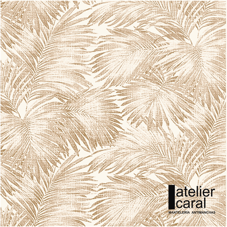 PALMERAS<br>BEIGE<br>mantel cuadrado<br>1,8 x 1,8 m<br><br>[ en stock ]<br>[ llega 2 · 4 días ]