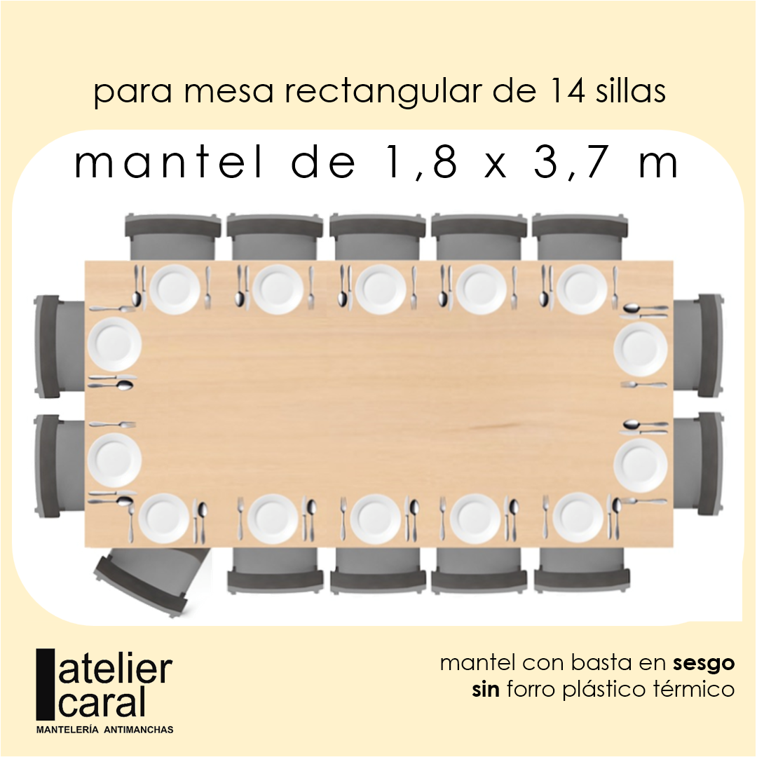 NEGRO<br><br>mantel rectangular<br>1,8 x 3,7 m<br><br>[ a confección ]<br>[ listo 7 · 9 días ]