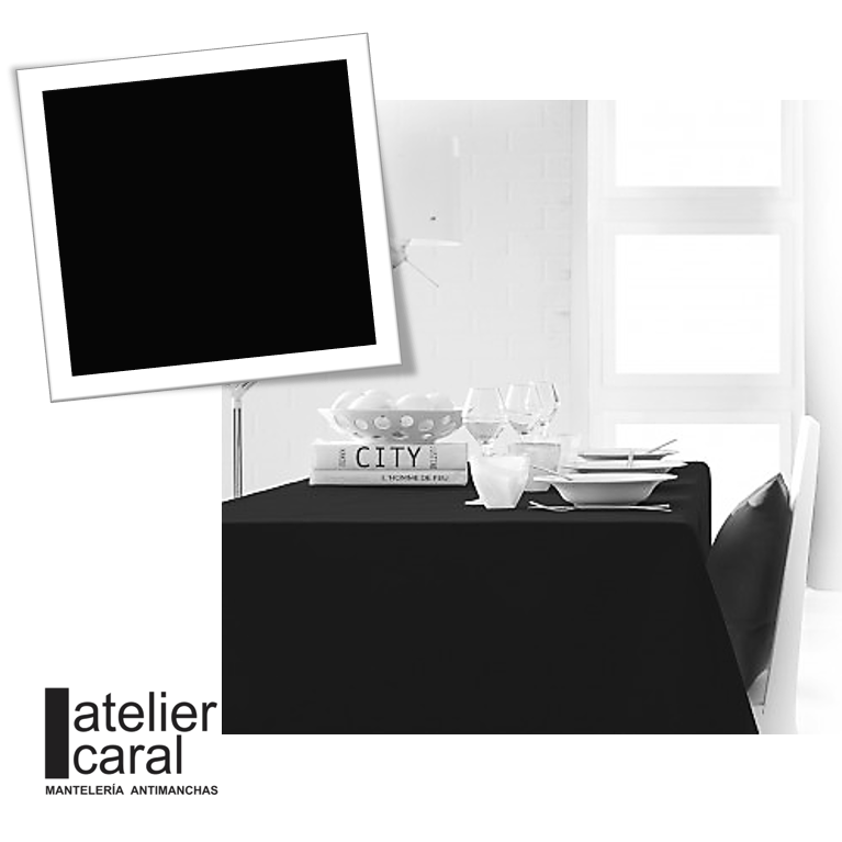 NEGRO<br><br>mantel rectangular<br>1,8 x 3,7 m<br><br>[ a confección ]<br>[ listo 7 · 9 días ]