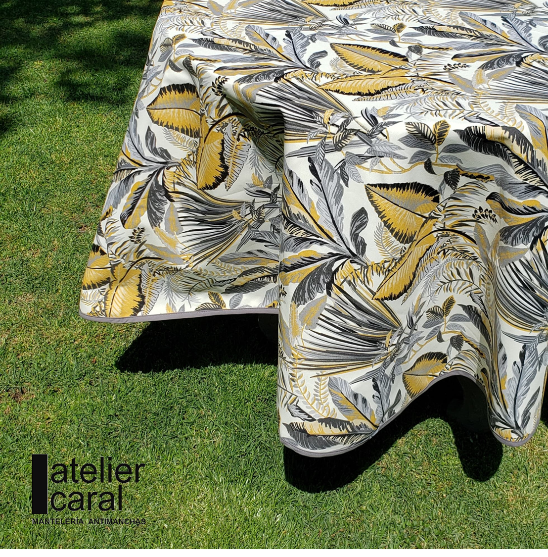 JARDÍN TROPICAL AMARILLO mantel redondo diámetro 1,8 m antimanchas