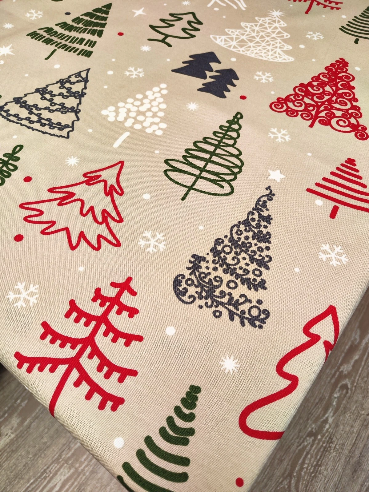 NAVIDAD PINOS 🎄 BEIGE 🎄 mantel 1,2 x 1,7 m  antimanchas