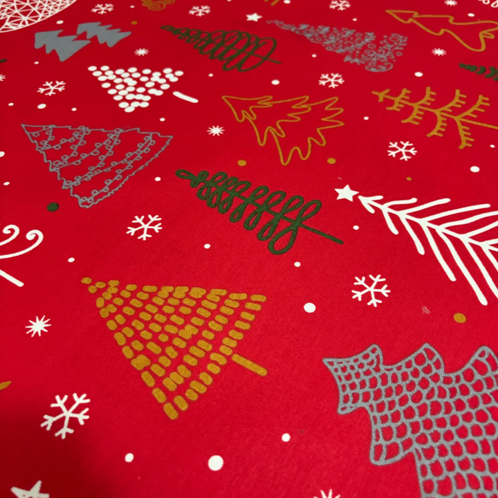 NAVIDAD PINOS 🎄  ROJO  🎄 mantel 1,2 x 1,7 m  antimanchas