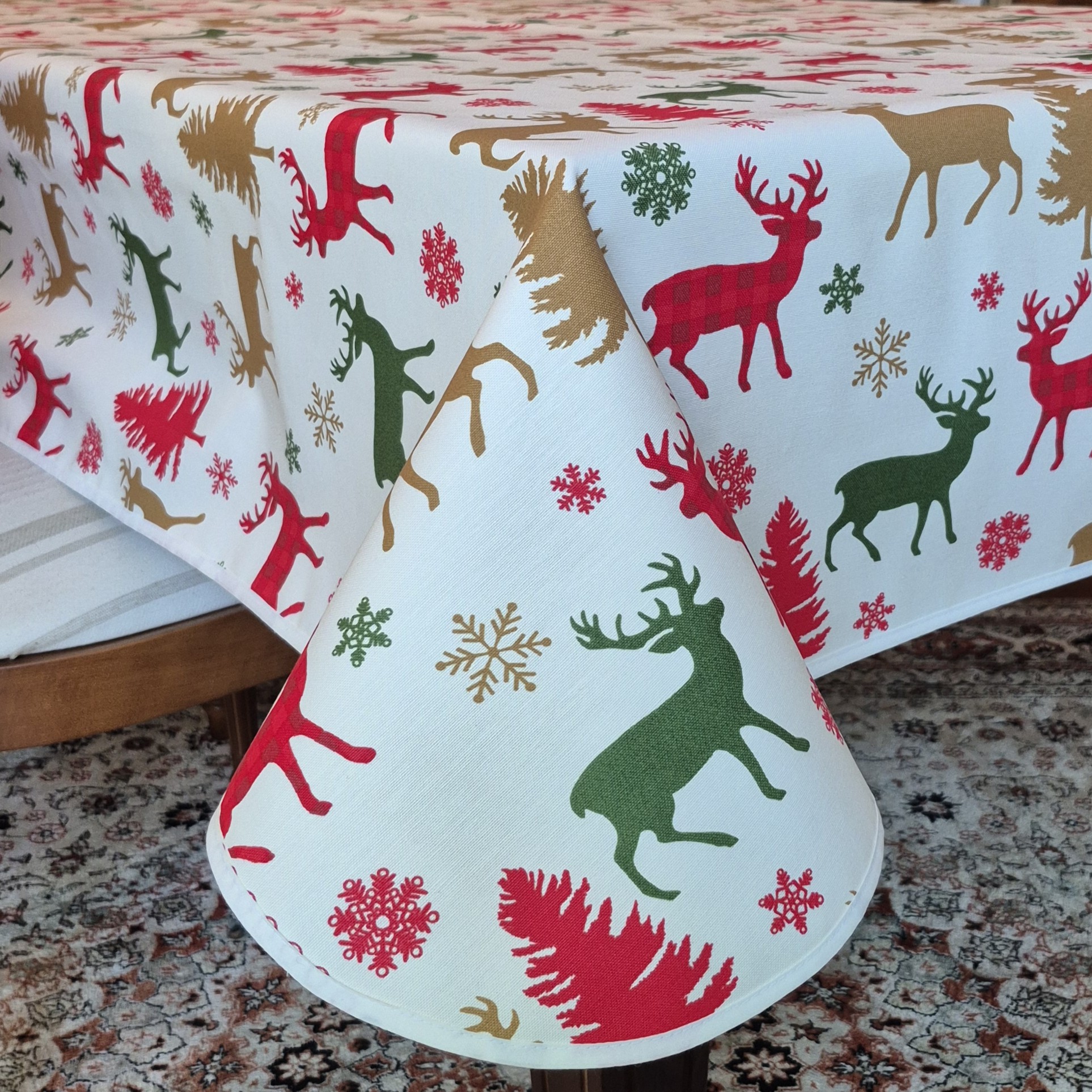 NAVIDAD RENOS 🎄  BLANCO 🎄 mantel 1,2 x 1,7 m  antimanchas