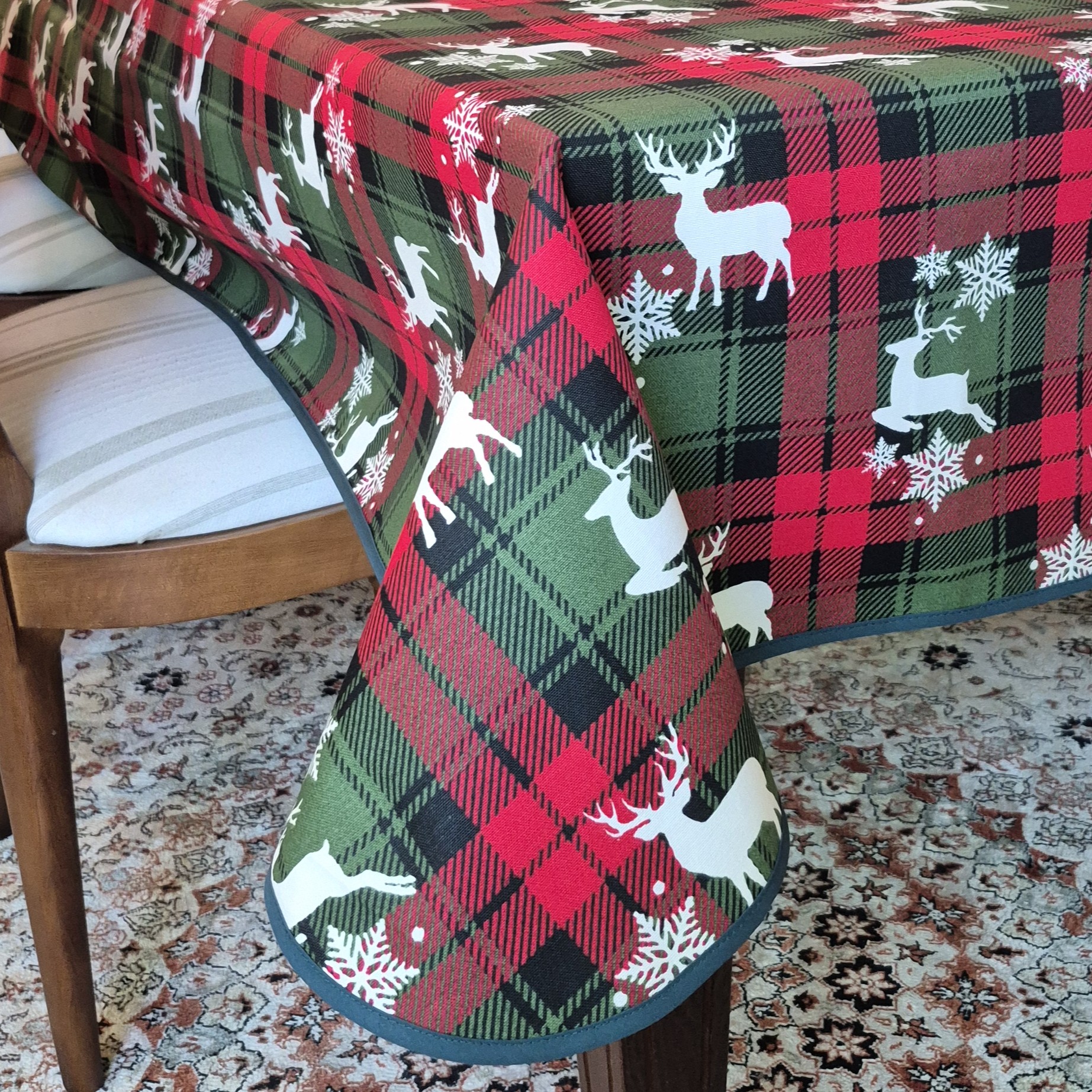 NAVIDAD RENOS 🎄  ESCOCÉS 🎄 mantel 1,2 x 1,7 m  antimanchas