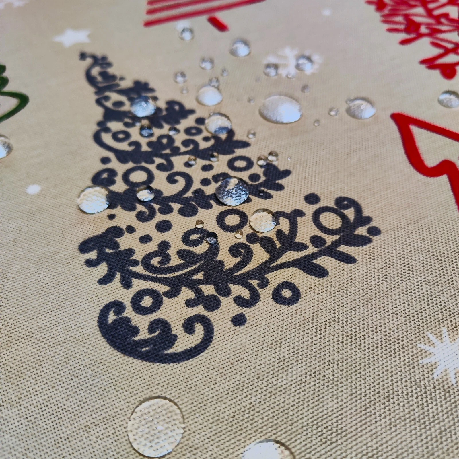 NAVIDAD PINOS 🎄 BEIGE 🎄 mantel redondo diámetro 1,8 m