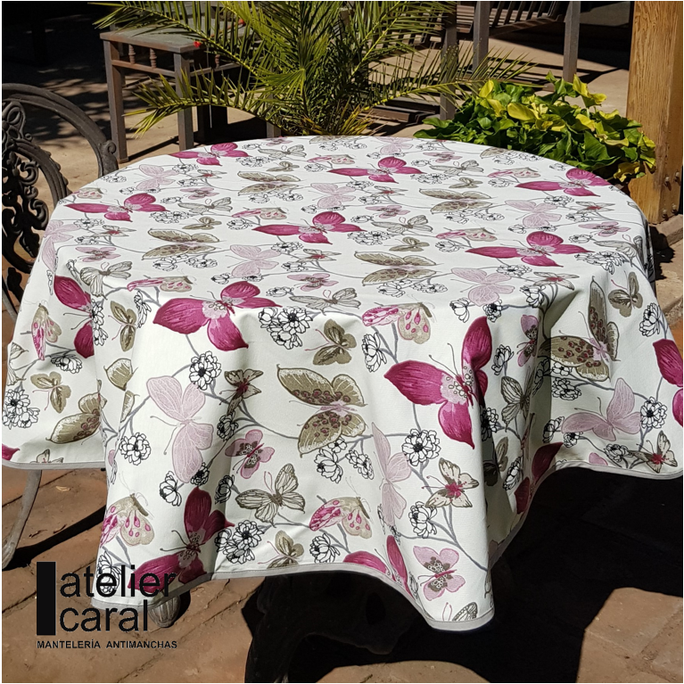 Set Mantel y Fundas Mariposas Lila - BQ